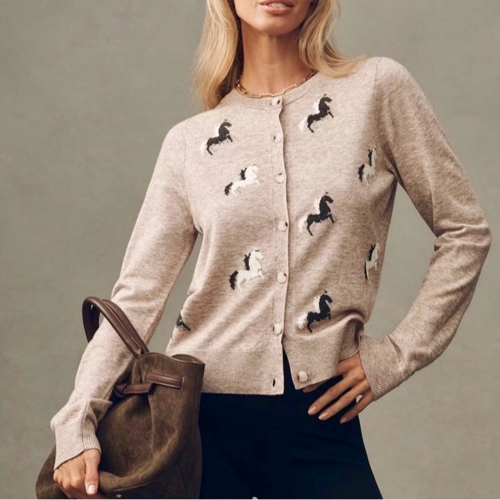 Anthropologie Maeve Icon Horse Pattern Cardigan NWT Medium